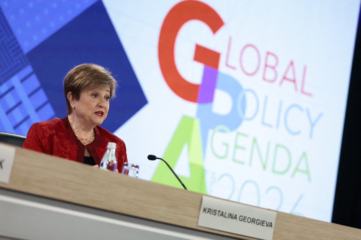 MF Managing Director Kristalina Georgieva speaks during a press briefing during the 2026 IMF and World Bank Group Spring Meetings in Washington, DC, on April 15, 2026. PHOTO: AFP/ Kent NISHIMURA