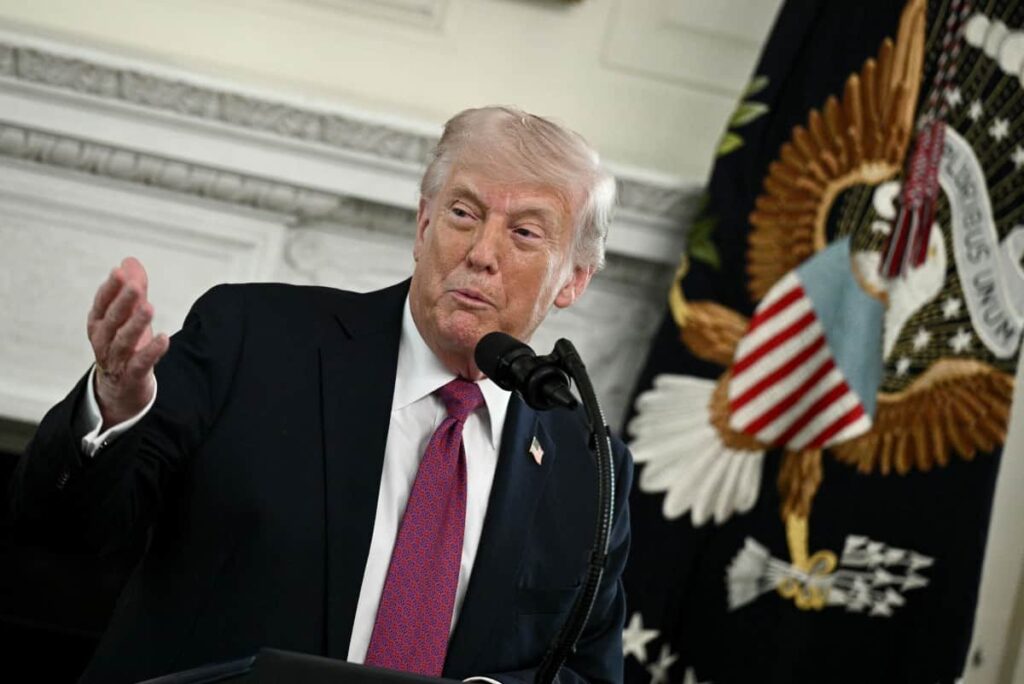 US President Donald Trump speaks during the NCAA Collegiate National Champions Day event at the White House in Washington, DC, on April 21, 2026. PHOTO: AFP/ BRENDAN SMIALOWSKI