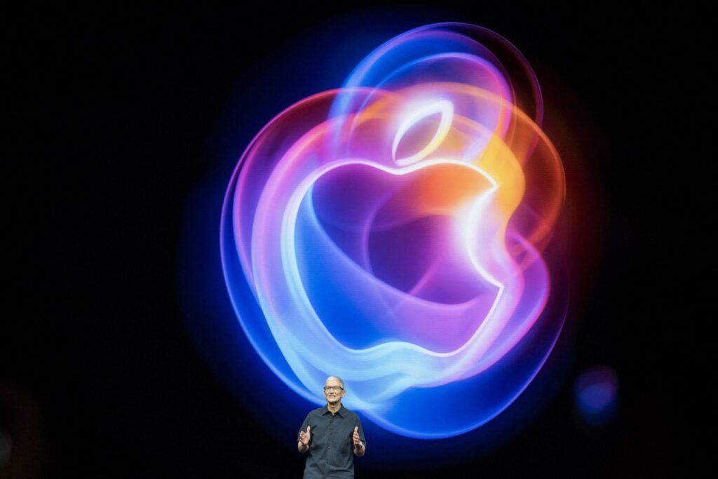 Apple CEO Tim Cook speaks during Apple's "It's Glowtime" event in Cupertino, California, September 9, 2024. PHOTO: AFP/ NIC COURY